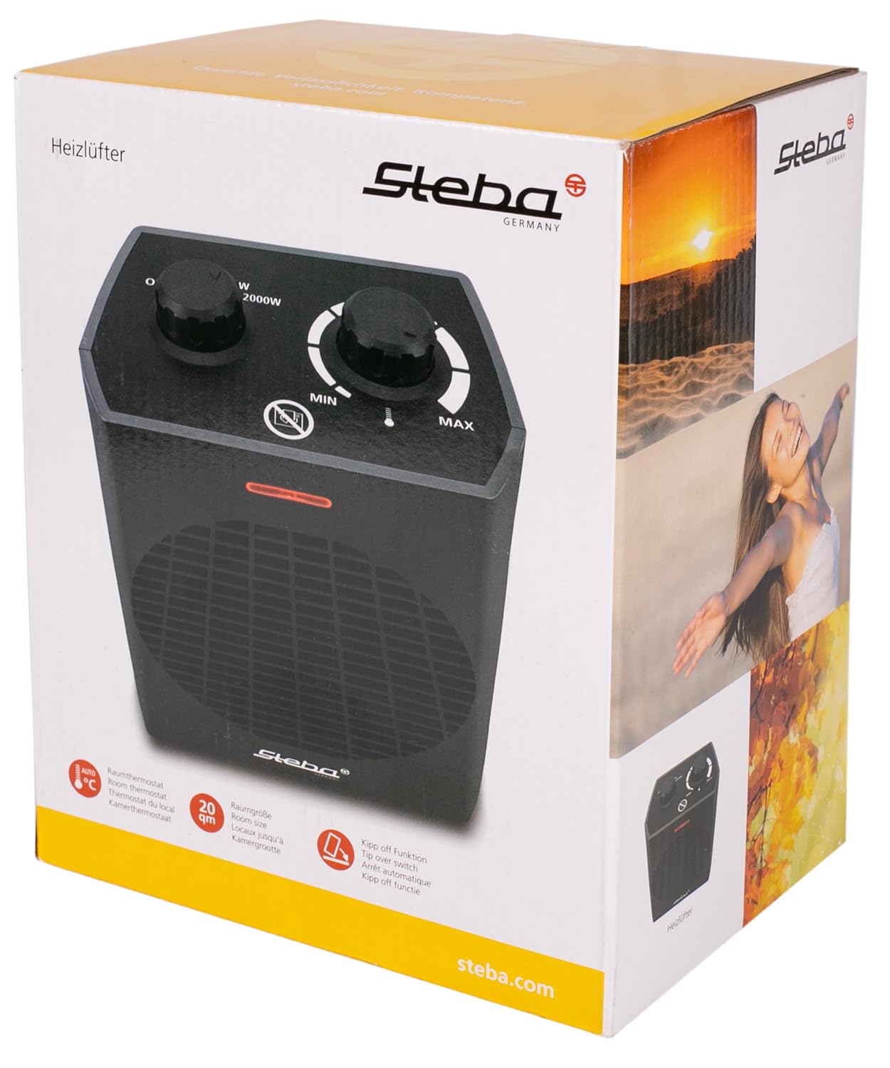 Termoventilador Steba con protección contra sobrecalentamiento y asas de transporte, adecuado para habitaciones de hasta 20 m² aprox. FH 504.