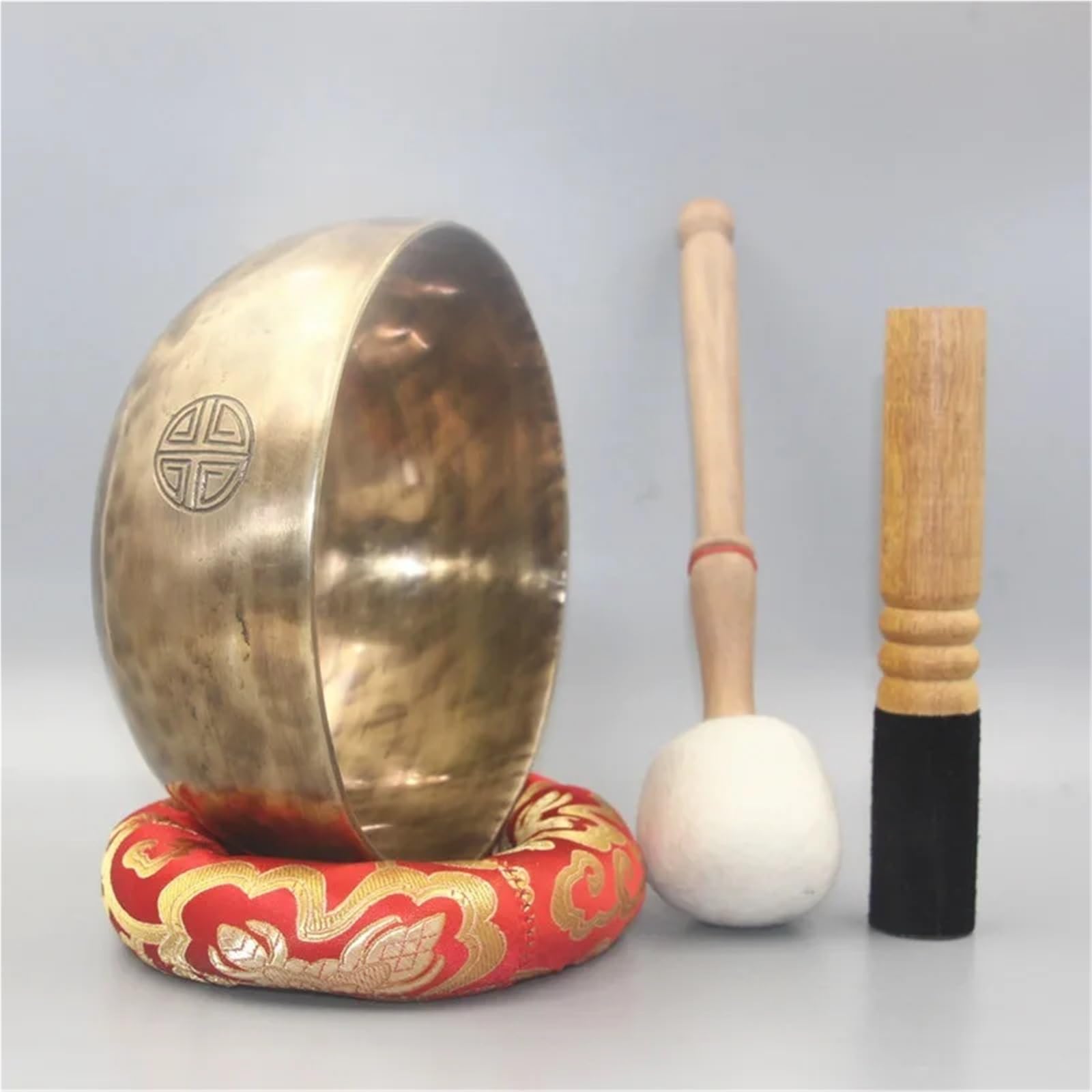Klangschalen-Set Meditationsklangschale, reine Handarbeit, professioneller OM-Klang, Bronzeschale, Therapie, Buddha, Chakra, Achtsamkeit(Diameter 22cm)