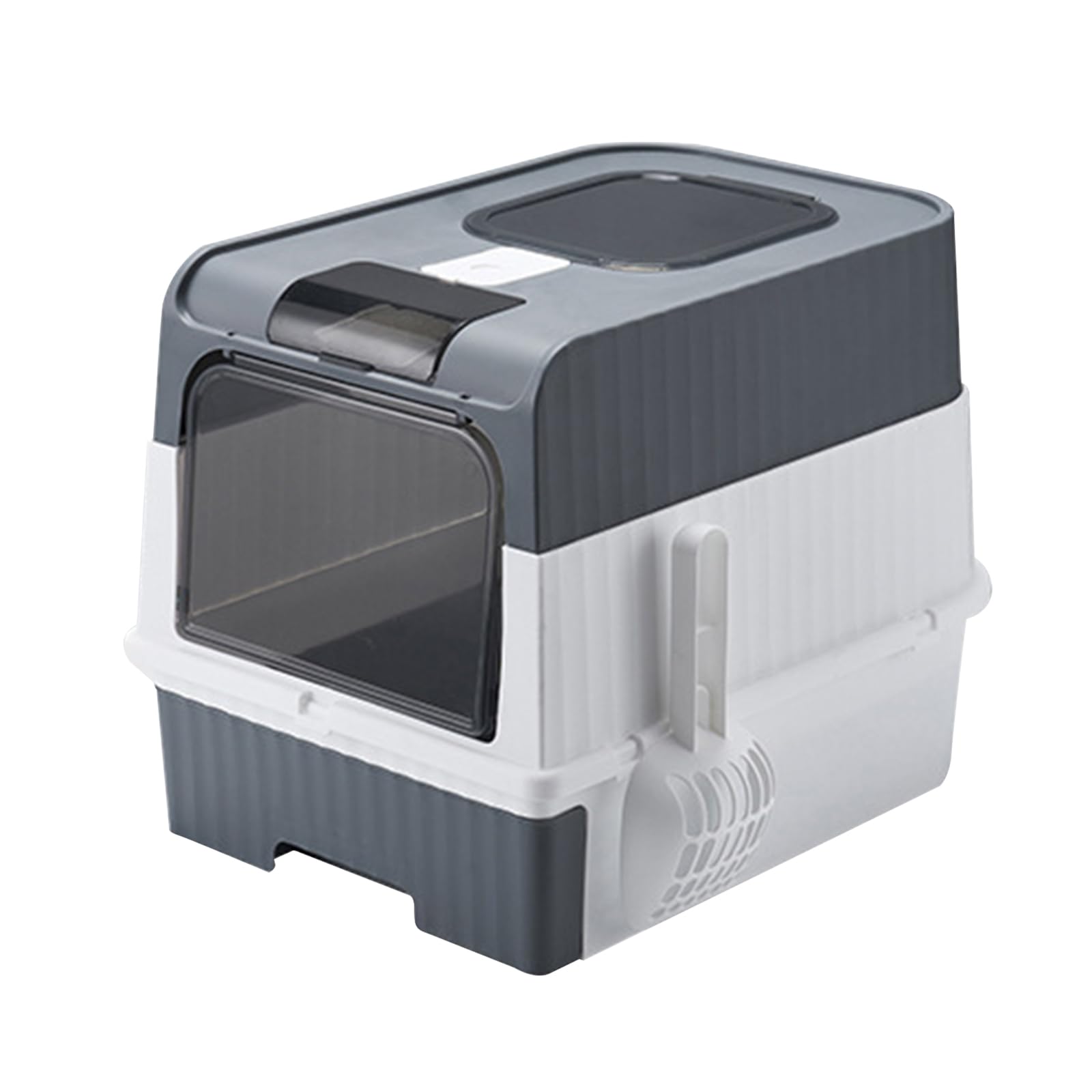 Cat Litter Box With Scoop,Enclosed Cat Litter Tray With Lid & Flap Door,Extra Large Covered Litter Tray With Activated Carbon Storage Box For Small Cats And Kittens,Up to 5.5kg 48 * 35 * 36cm Grey