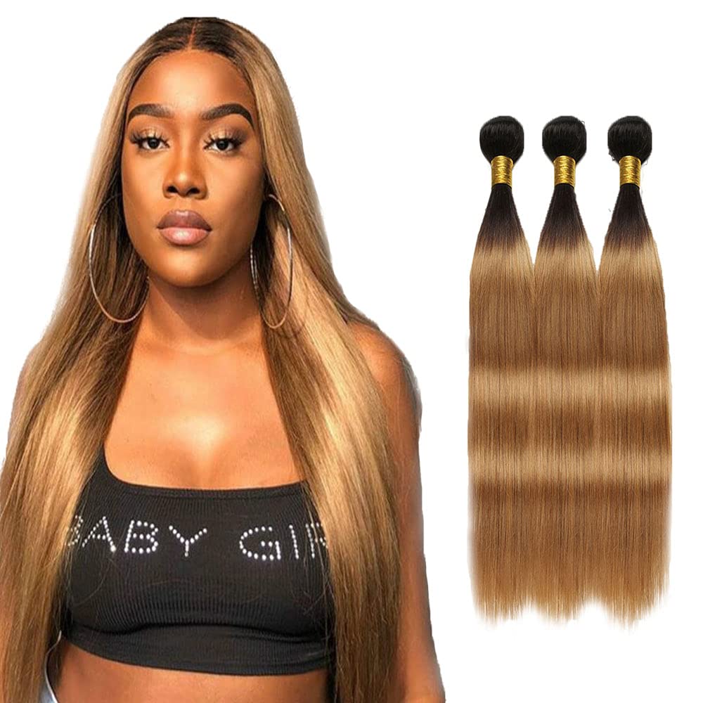 Honey Blonde Bundles Straight Human Hair Bundles 1b/27