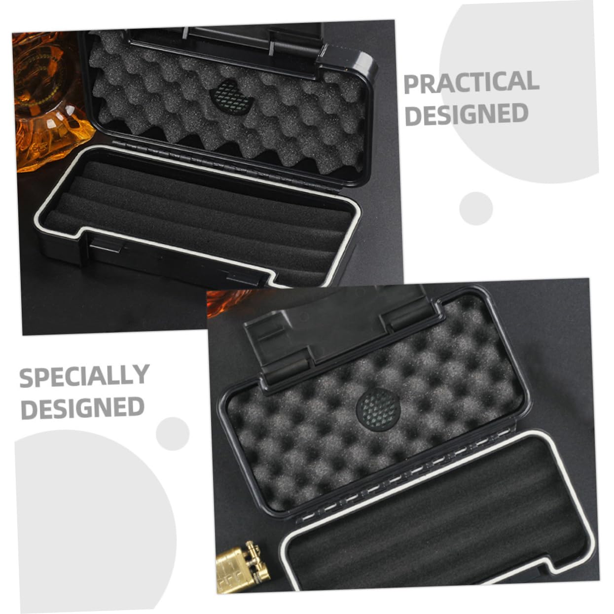 SHERCHPRY Scatola Porta Sigari Nera in Plastica Portatile Protezione Dall’umidità per Uso Indoor e Business, Custodia per 3 Sigari da Viaggio