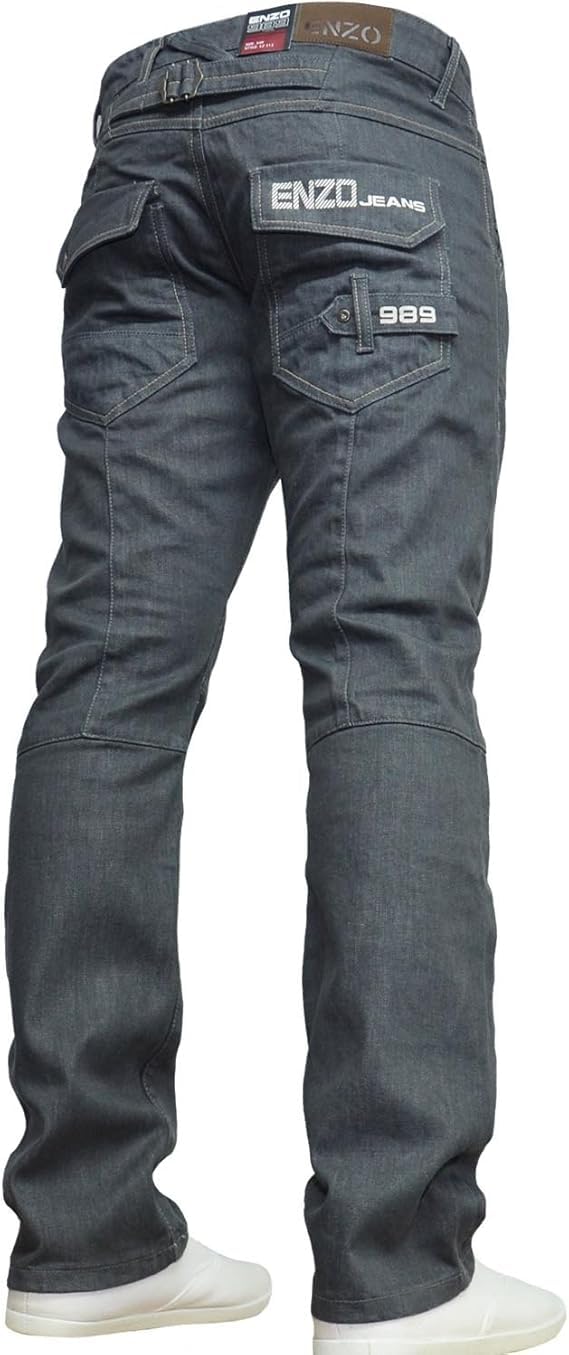989Zé Enzo Men's Grey Wash Bnwt New Jeans Blue Designer Branded Straight Washed All Waist & Sizes Ez313 36W / 30L