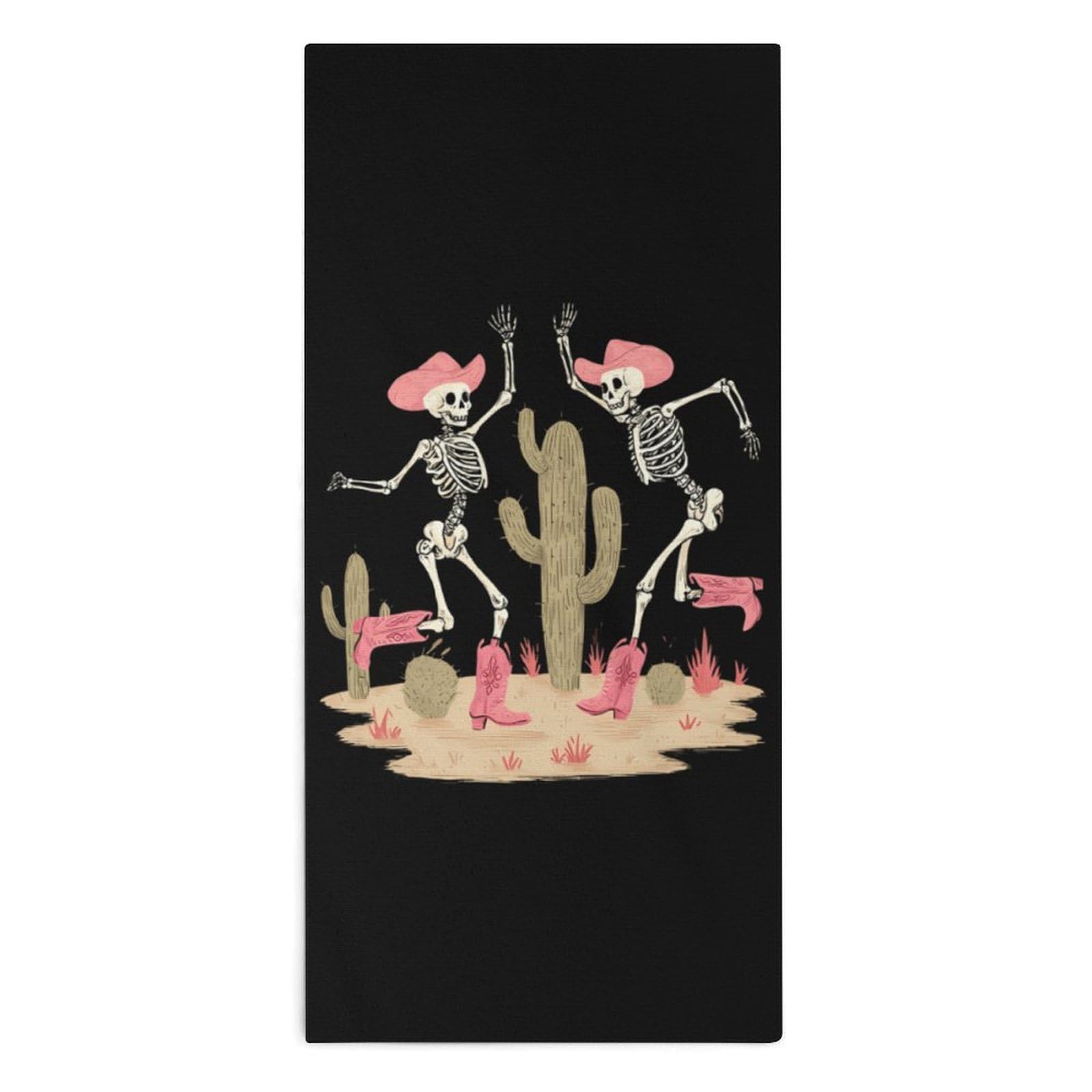 TXFBTRFSA Skeleton Dancing Western Country Cowgirls Hand Towels for Adult Face Towel Bath Beach Swim Accessories