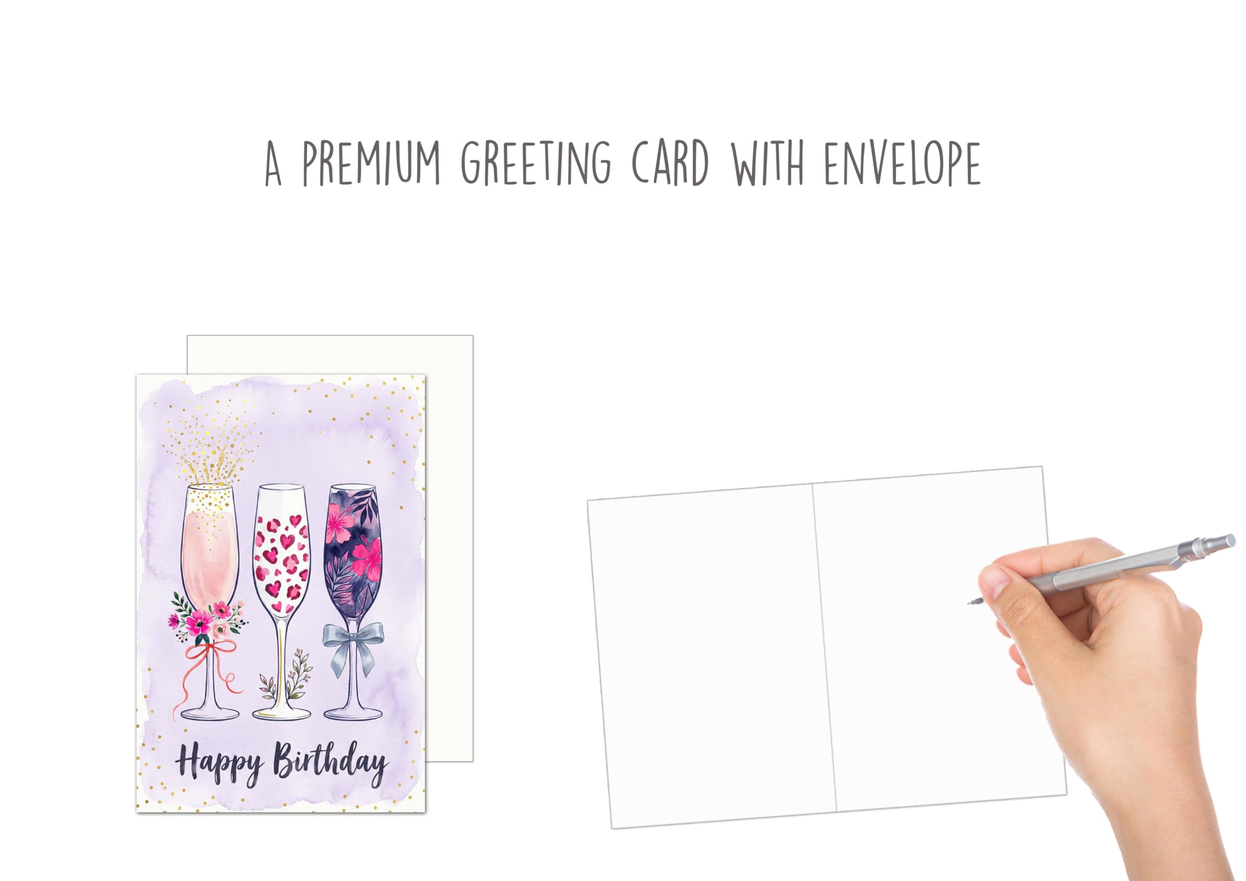 Edition Seidel Carte d'anniversaire avec enveloppe Happy Birthday femme homme élégant