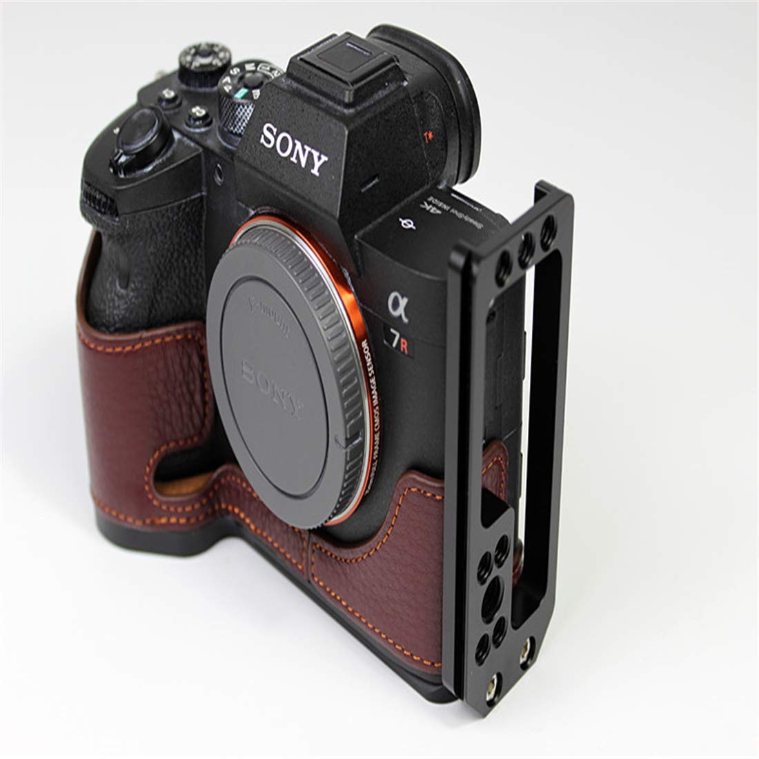 Custodia per Fotocamera in Pelle, Borsa per Fotocamera Copertura Completa del Corpo AntiGraffio Protettivo per Sony A7RIII-A7M3-A7SIII-A9, A7R4-A9II,Litchi Pattern Brown,a7r4