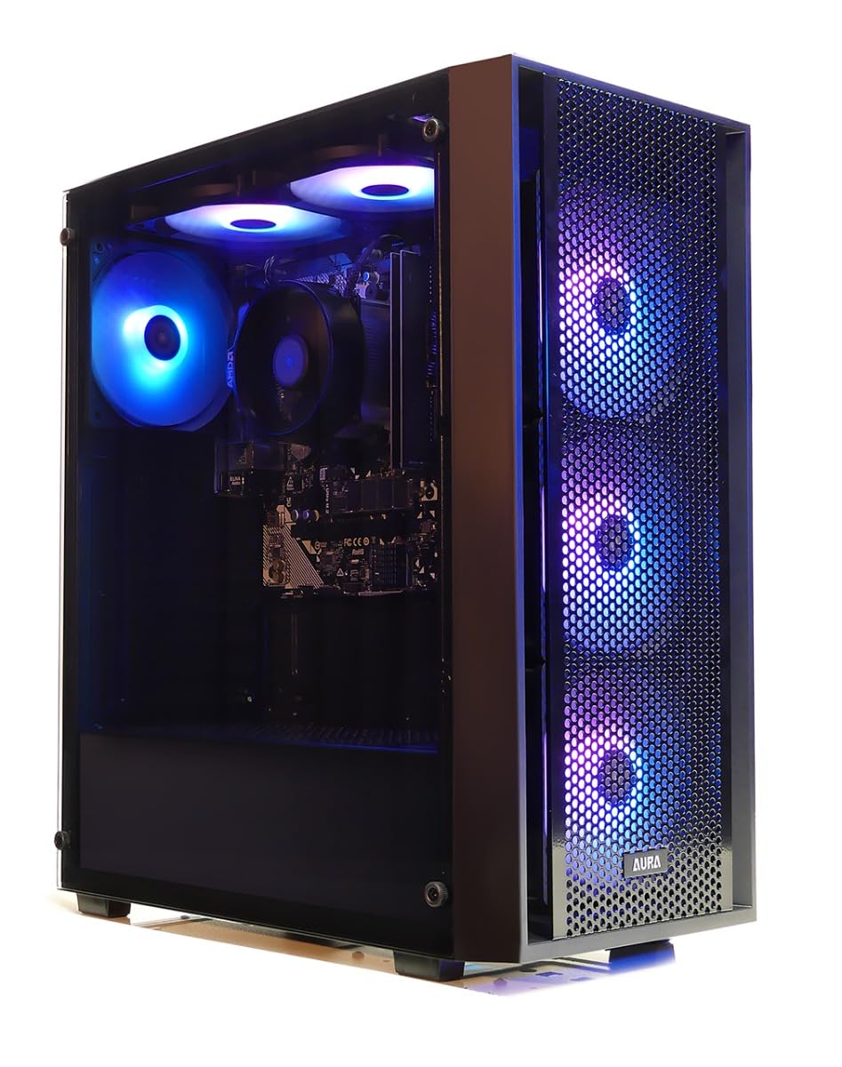 Bitbull Gaming PC – AMD Ryzen 5 3400G – RX Vega 11 – 16GB DDR4 RAM – 500GB NVMe SSD – RGB Beleuchtung – Windows 11 Pro – WiFi – Bluetooth 5.4 – Gamdias Aura GC2