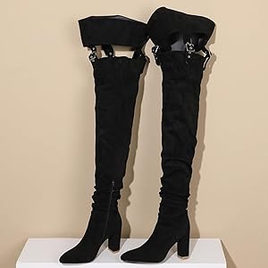 Amazon.com | Wavyvigs Women Over The Knee Belted Boots