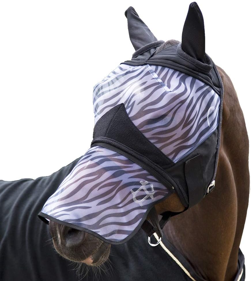 HORZE Zebra Pattern Mesh Insect and Fly Mask with