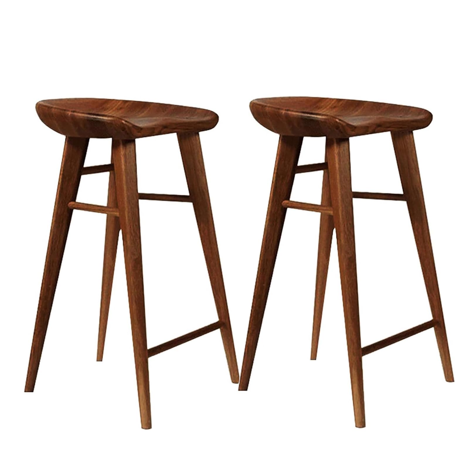 STUIJKVSZ Solid Wood Bar Farmhouse Backless Bartsools,Counter Height s with Wood Top,Footrest,Contemporary Bar Chair for Kitchen Counter Island Pub(Walnut Seat Height 21.6", 2 Pc)