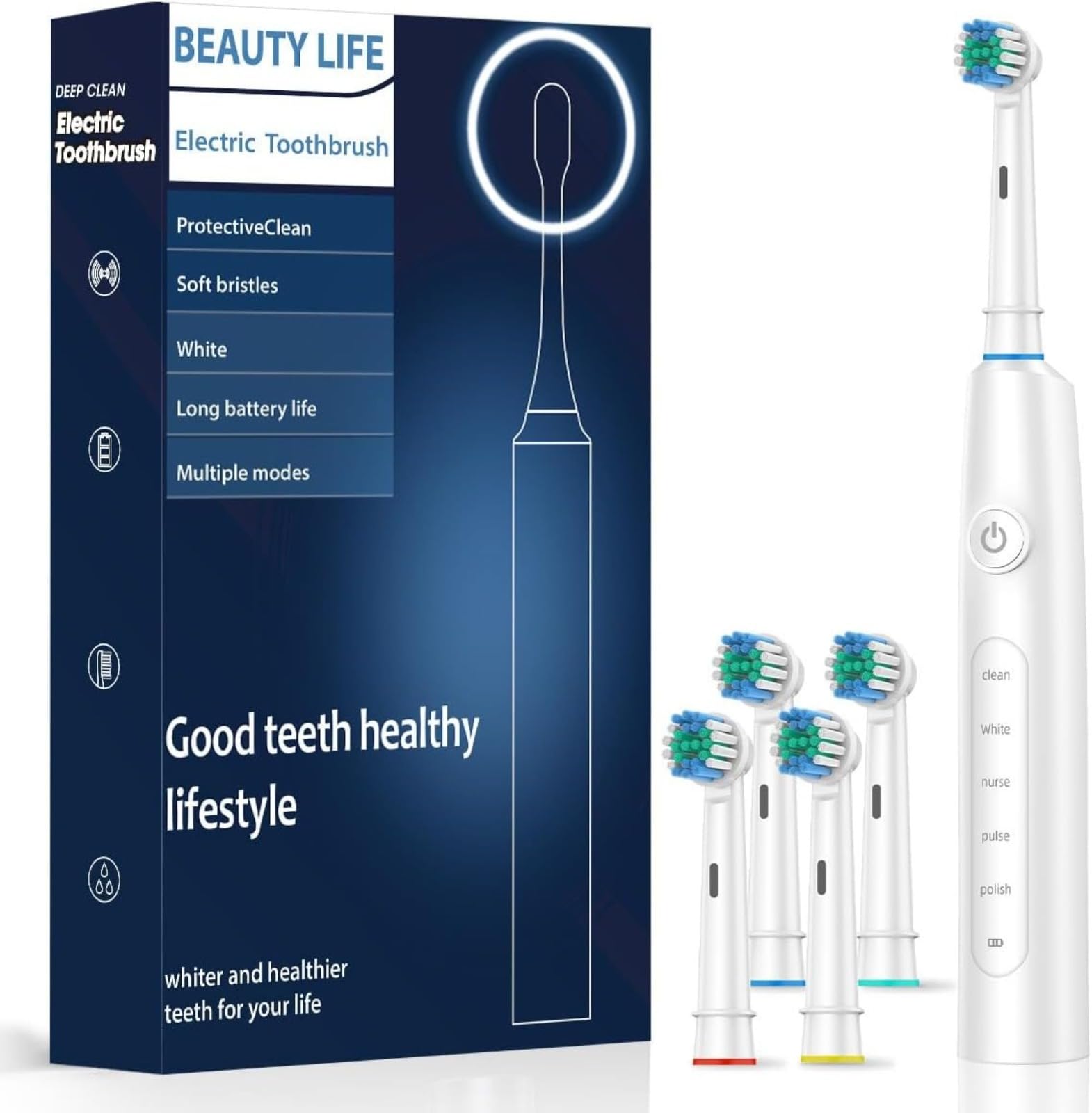 Spazzolino elettrico Deep Clean, spazzolino da denti ricaricabile con modalità multiple e setole morbide per adulti
