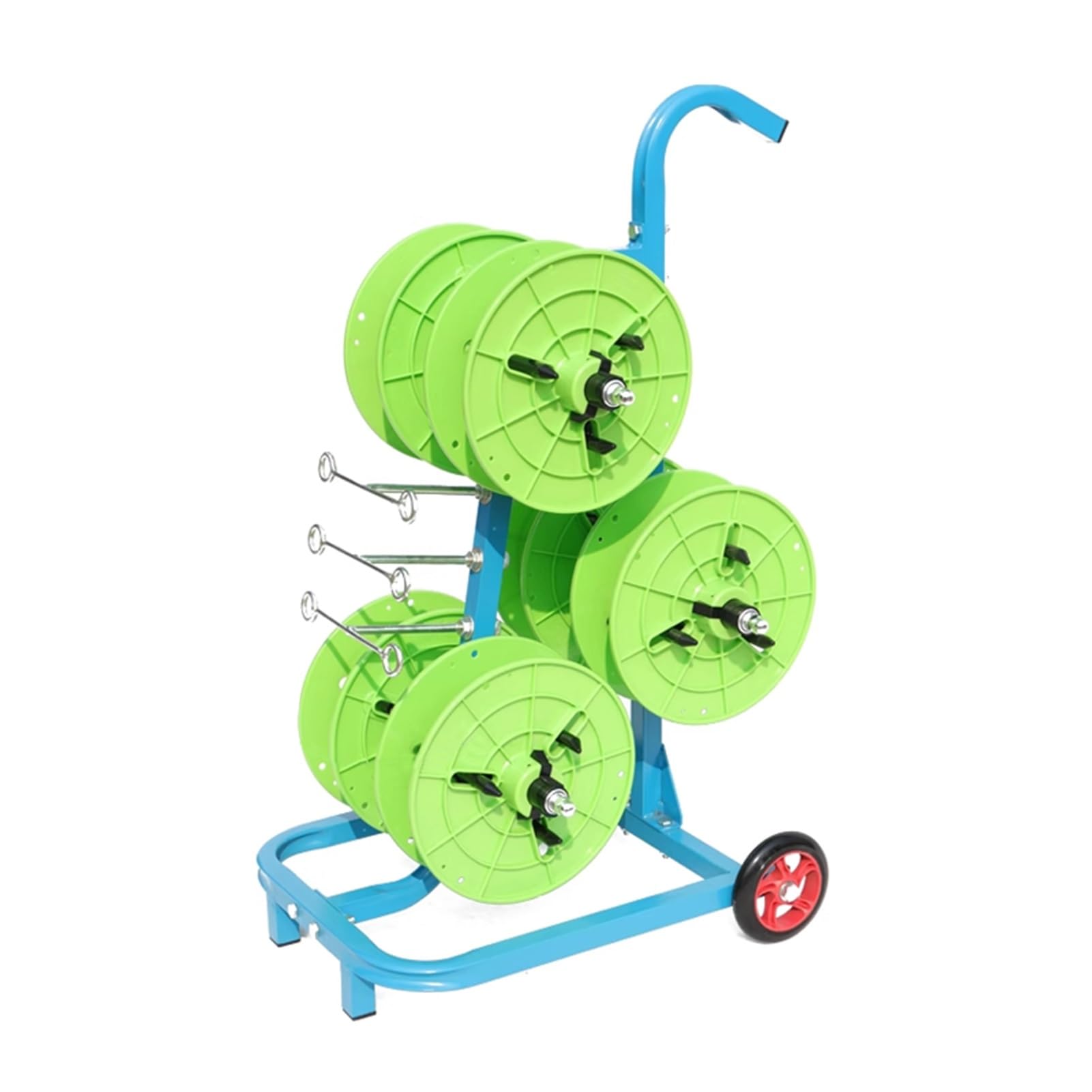 WDSOPK Wire Spool Rack with Wheels,5/6 Axle Cable Caddy,Wire Installer Spool Reel Holder,for Industrial and Retail Wire Pullers (Green 6 reel)