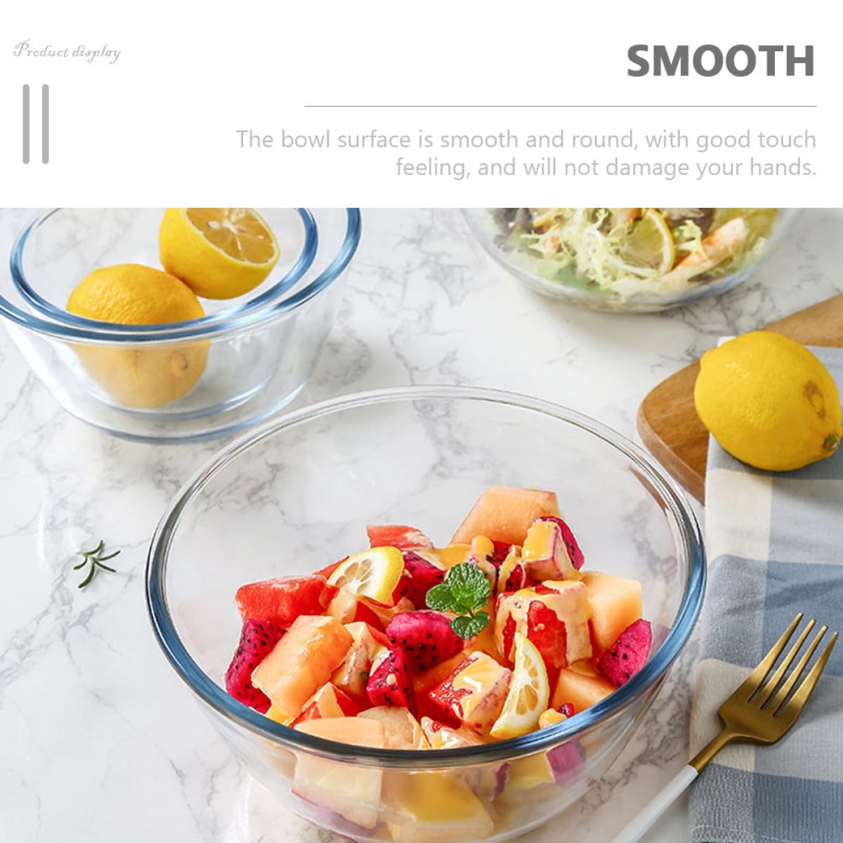 Klare Japanische Salatschüssel aus Glas Große Transparente Dessert Suppenschale Mikrowellengeeignet Stilvolle Haushalts servierschale für Salat Obst und Kuchen