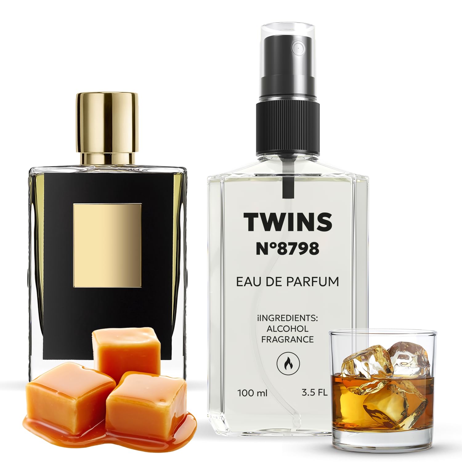 TWINS Impression of Black Phantom | Unisex Perfume for Women and Men Eau de Parfum | No.8798 | 3.4 Fl Oz / 100 ml