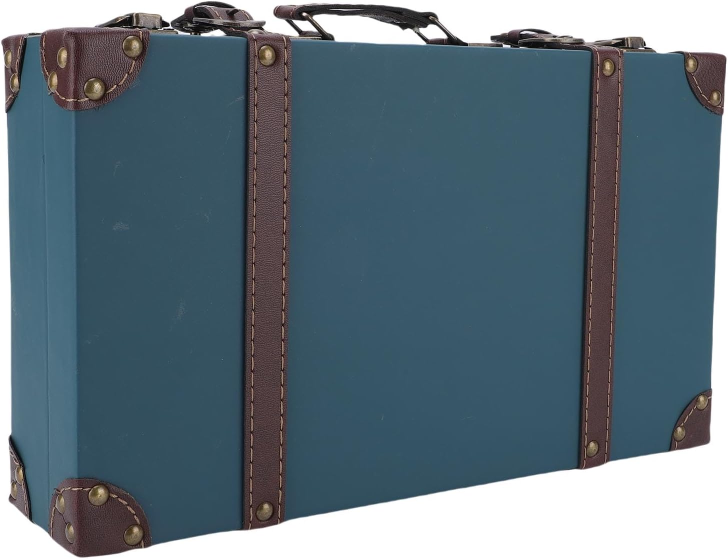 Walfront Vintage Suitcase, PU Leather Storage Trunk, Lightweight Retro Trunk, Ideal for Home Decor and Travel Accessories