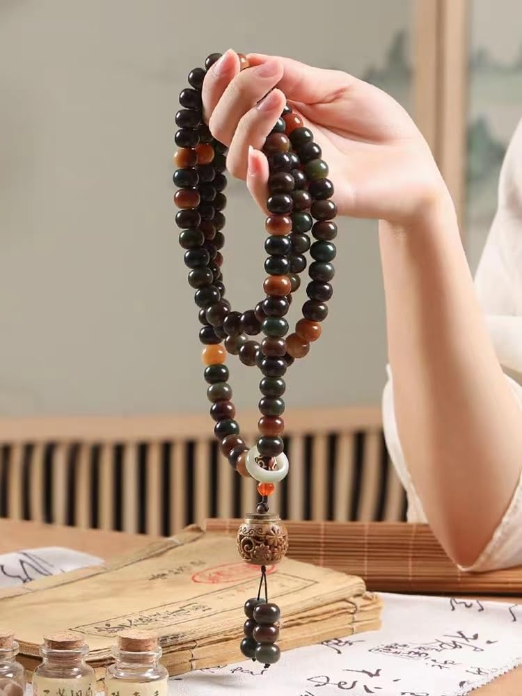 Ozdoby Bransoletki z koralików, różańce, 108 koralików buddy na sznurku Bodhi, bransoletki z wieloma pętelkami, koraliki buddy-dziecko Bodhi do jogi buddyjska modlitwa różańcowa biżuteria z kamieni