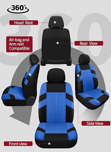 Miniatura 7 de Juego completo de fundas de asiento de automóvil, fundas de asiento delantero y fundas de asiento trasero dividido para automóvil, fundas