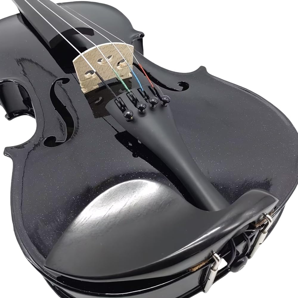 Yinfente 4/4 Akustische Bratsche in voller Größe, 4 Saiten, 40,6 cm, 41,9 cm, 38,1 cm, Fichtendecke, Ahornrückseite, Ebenholzbeschläge mit Hartschalenkoffer, Brasilholzbogen, Reinigungstuch, schwarz
