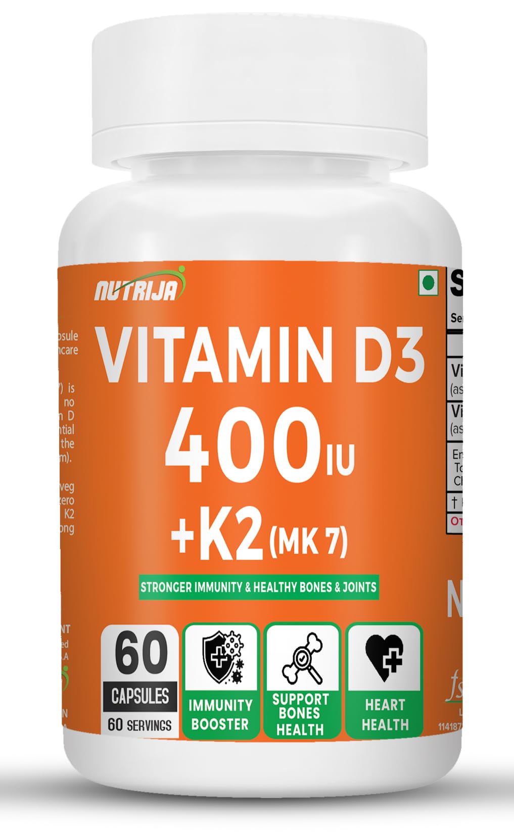 NutriJa Vitamin D3 + K2 as MK7 Supplement 60 capsules | Plant Based Natural Vitamin D3 Supplement Sourced from Lichen - Stronger Immunity, Supports Bones, Joints & Heart Health (B0D94C48PP) Amazon Price History, Amazon Price Tracker