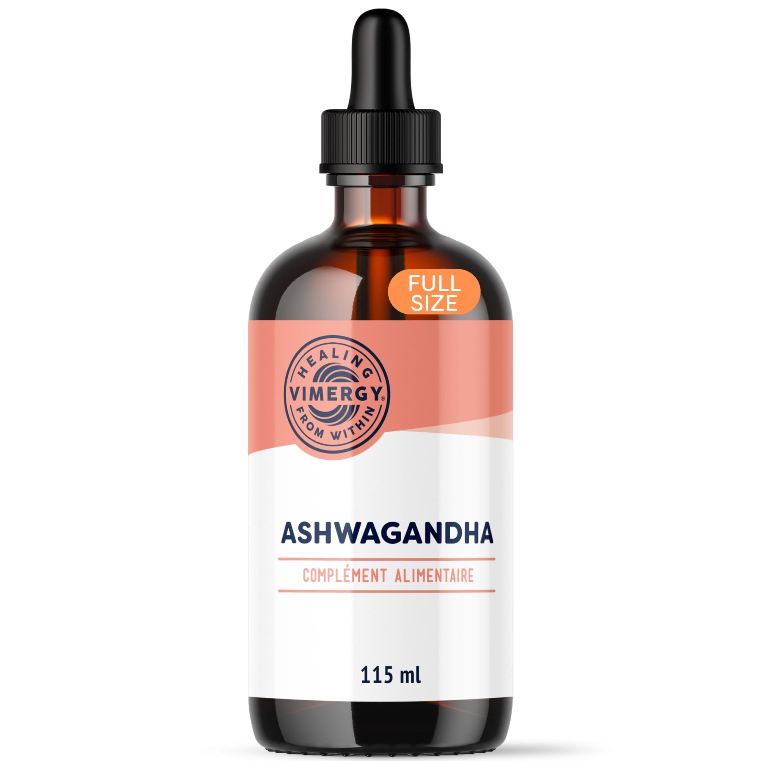 Vimergy Ashwagandha Liquide, 57 Portions – Gouttes d'Ashwagandha – Extrait d'Ashwagandha avec de la Glycérine – Complément Végan – Formulé sans Sucre ni Liant – Sans OGM ni Gluten (115 ml)