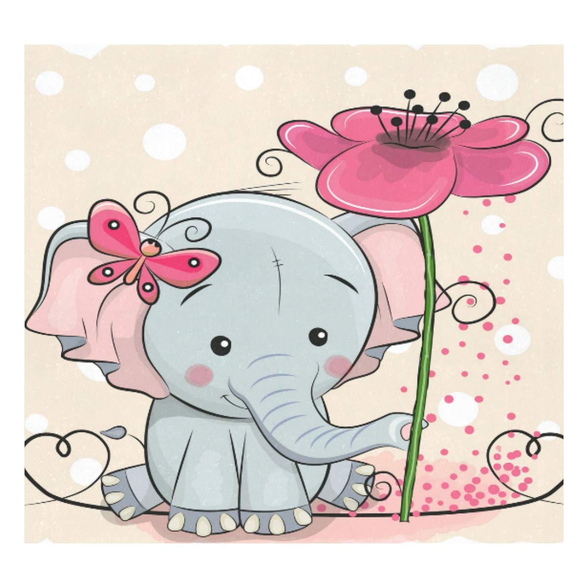 Thermosflasche, Vakuum-isoliert, Edelstahl, doppelwandig, auslaufsicher, Cartoon, niedlicher Elefant, Blume, personalisierbar, bedruckt, echtes Leder, 500 ml