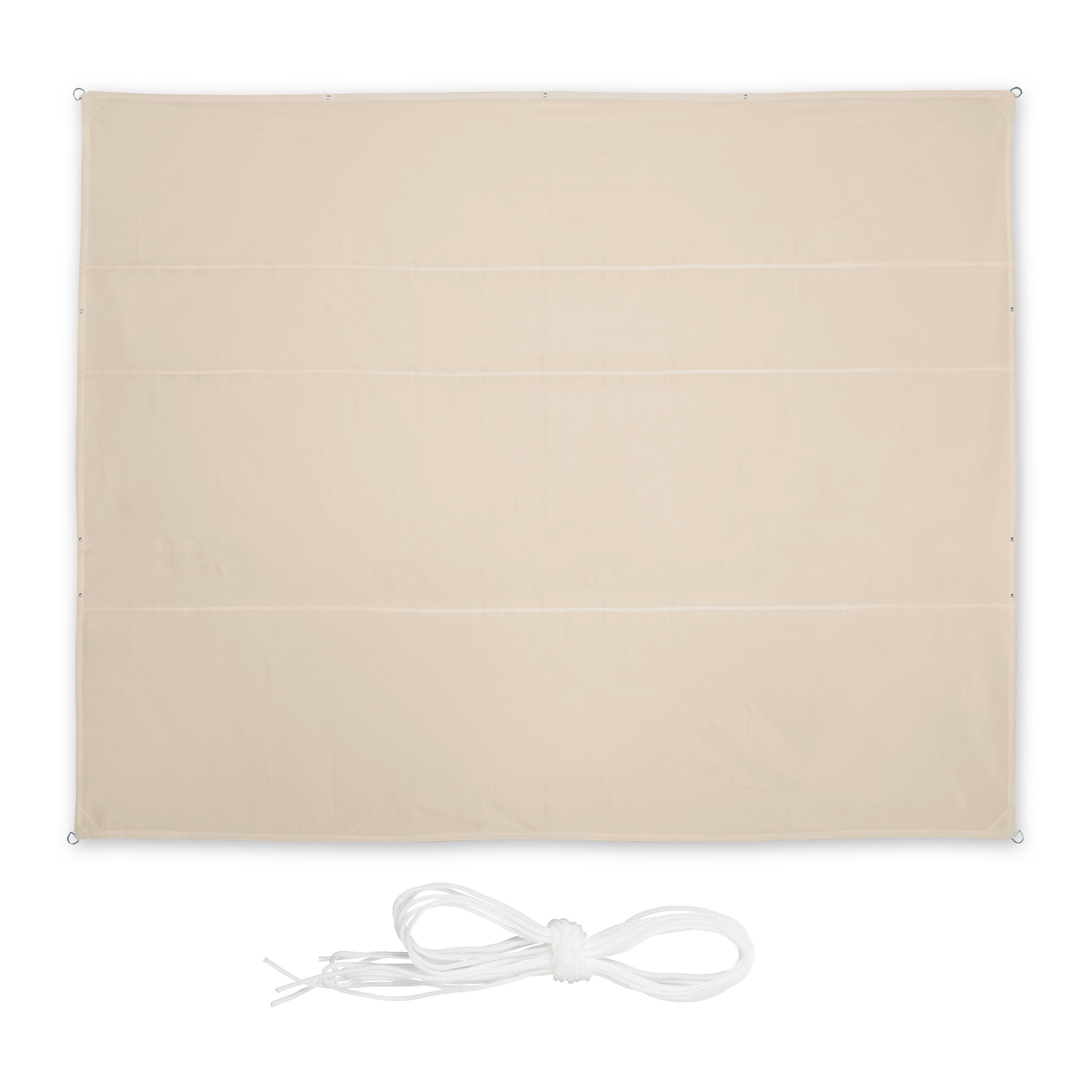 Relaxdays Voile d’ombrage rectangulaire, L x P: 5 x 6 m, imperméable, Anti-UV, tendeurs, terrasse, Balcon, Beige