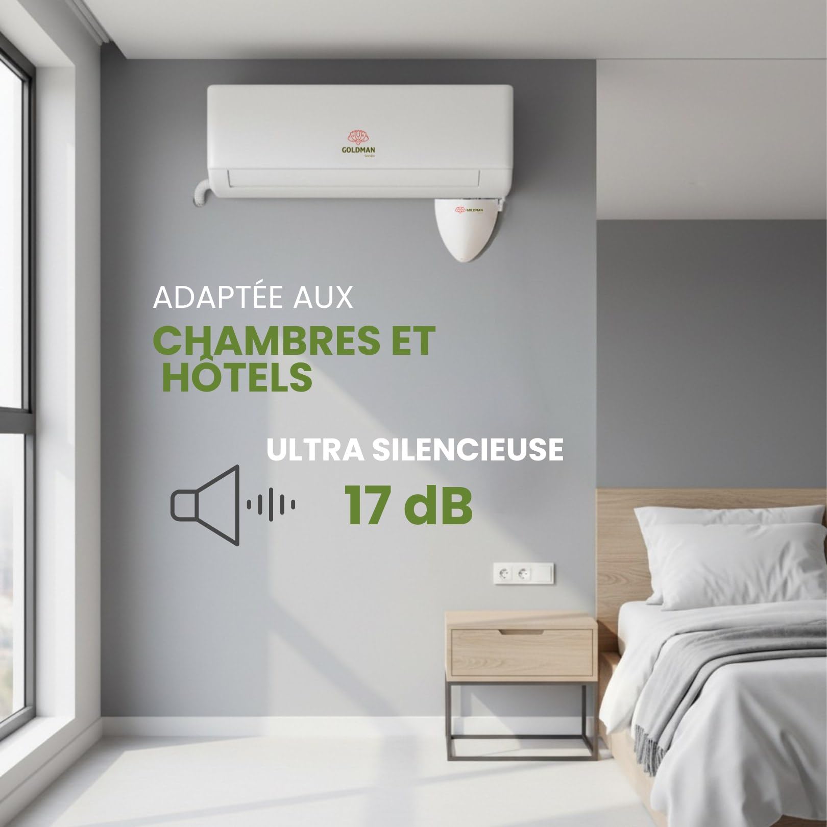 GOLDMAN SERVICE Pompe à condensats climatisation murale 20 m de levage | Pompe de vidange Split ultra silencieuse 17 dB | Système d'alarme intégré | 5 W basse consommation