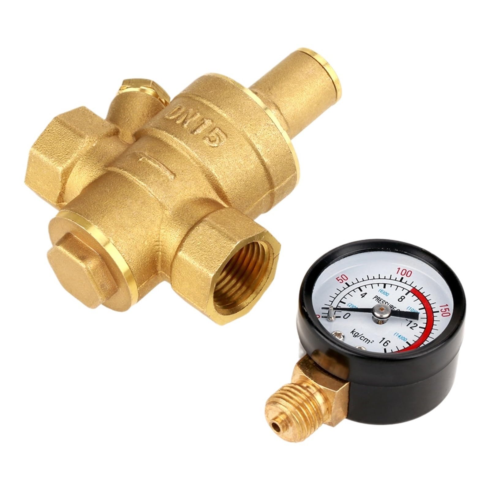Flow Sensor Meter Digital Pipeline Water Flow DN15 Brass Adjustable Water Pressure Regulator Reducer with Gauge Meter