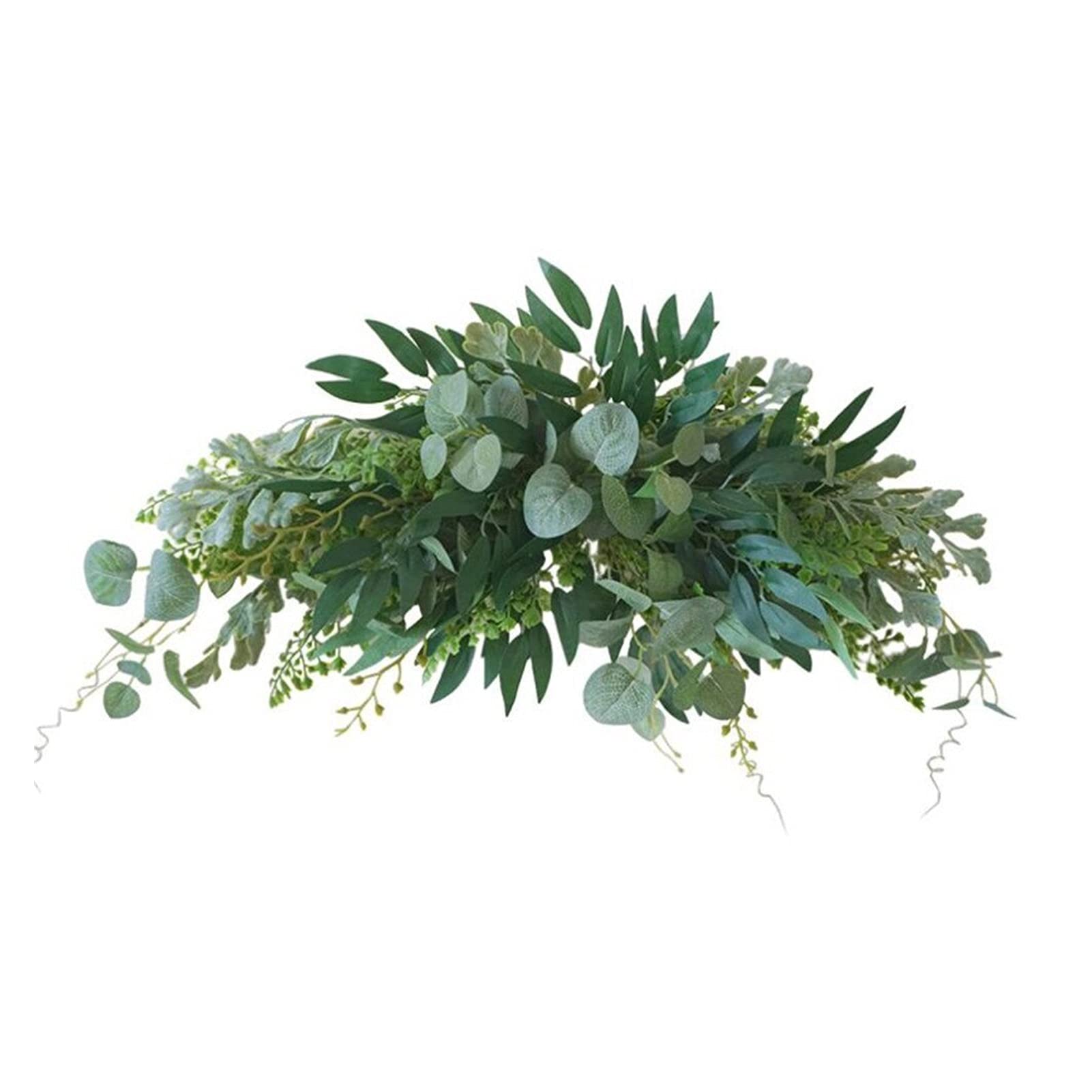 Yaoqijie - Ghirlanda di fiori artificiali in eucalipto, con foglie simulate, compatibili con casa, giardino, matrimonio, arco, decorazione verde