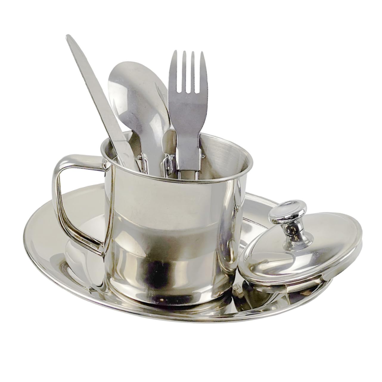 SUPVOX Camping Cookware Set 1 Person Portable Outdoor Cooking Equipment Pot Pan Plate Utensils Camping Cooking Pot