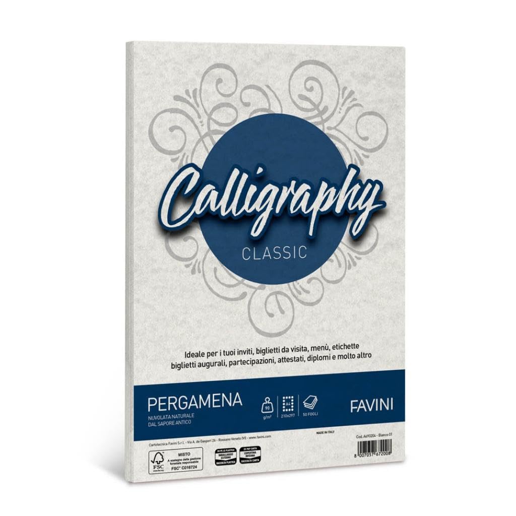 FAVINI CF50 Parchment Sheets A4 90 g White Paper – Art Paper (Art Paper)