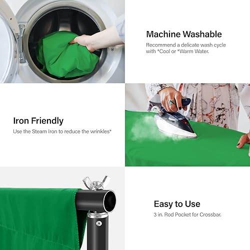 Miniatura 4 de Julius Studio JSAG808 - Telón de fondo de fotos con llave cromada azul de 10 x 10 pies para fotografía captura de CGI transmisión en vivo de juegos