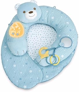 Chicco - Mi Primer Cojín de Descanso, Alfombra de Juegos con 3 Posiciones Evolutivas, con Luces y Sonidos, Cojín Ergonómico de Bebés para el Suelo, Color Azul, A Partir de 0 Meses