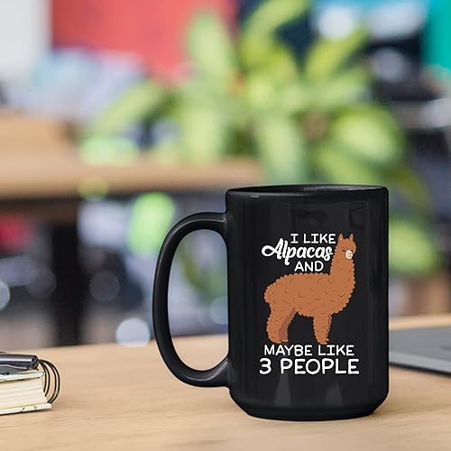 Miniatura 2 de Taza de café con texto en inglés "I Like Alpacas And Maybe Like 3 People" para los amantes de la alpaca, divertida taza de cerámica de alpaca para