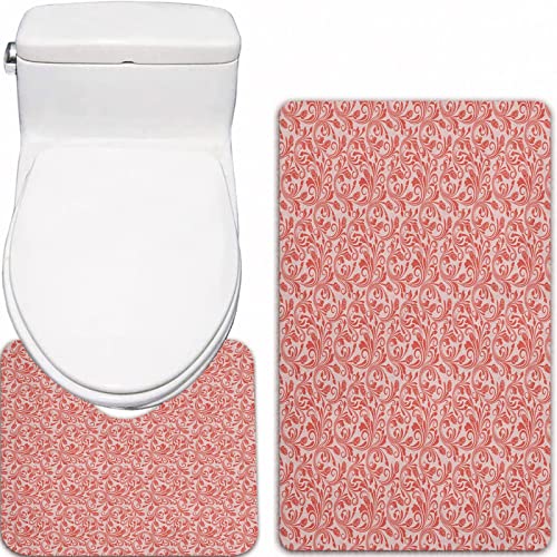 FALOME 2-teilige rutschfeste Badematte,Florale mittelalterliche viktorianische Blütenblätter barocke Blüten wirbelt… – Bild 5