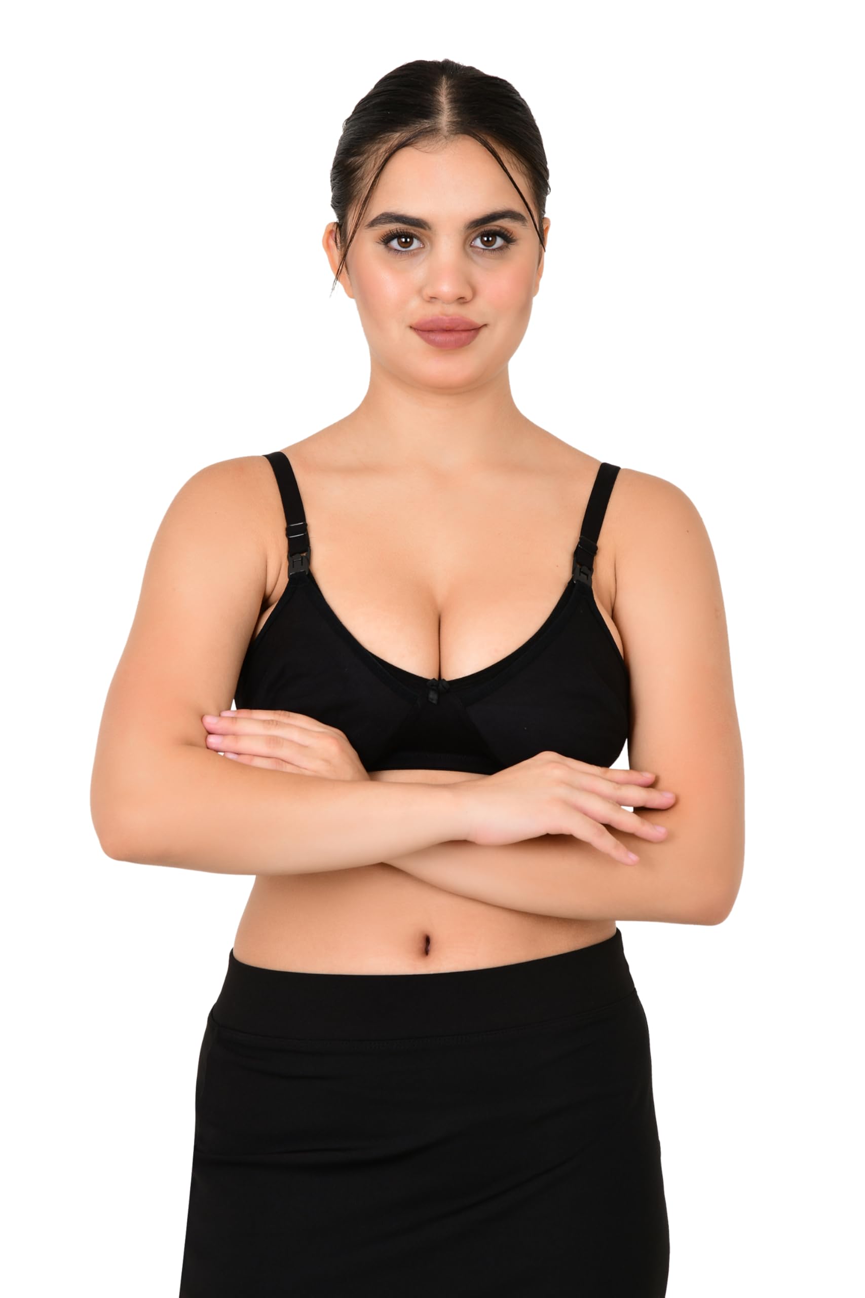 gobles Women's Cotton Full Cup Non-Wired & Non-Padded Feeding Bra | Nursing Bra (Black, Size-36)-picture-11
