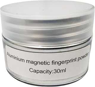 Professional Black Fingerprint Powder, 30ml Capacity, for Forensic Investigation, Non-Porous Surface Development, with Feather Brush Application (Silver Magnetic Fingerprint Powder)