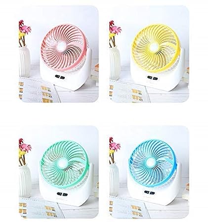 Wyatt Enterprises Powerful Rechargeable Table Fan with 3 Speeds and LED Light feature, Table Fan for Home, Table Fans, Table Fan High Speed, Table Fan For Kitchen (Multicolor)