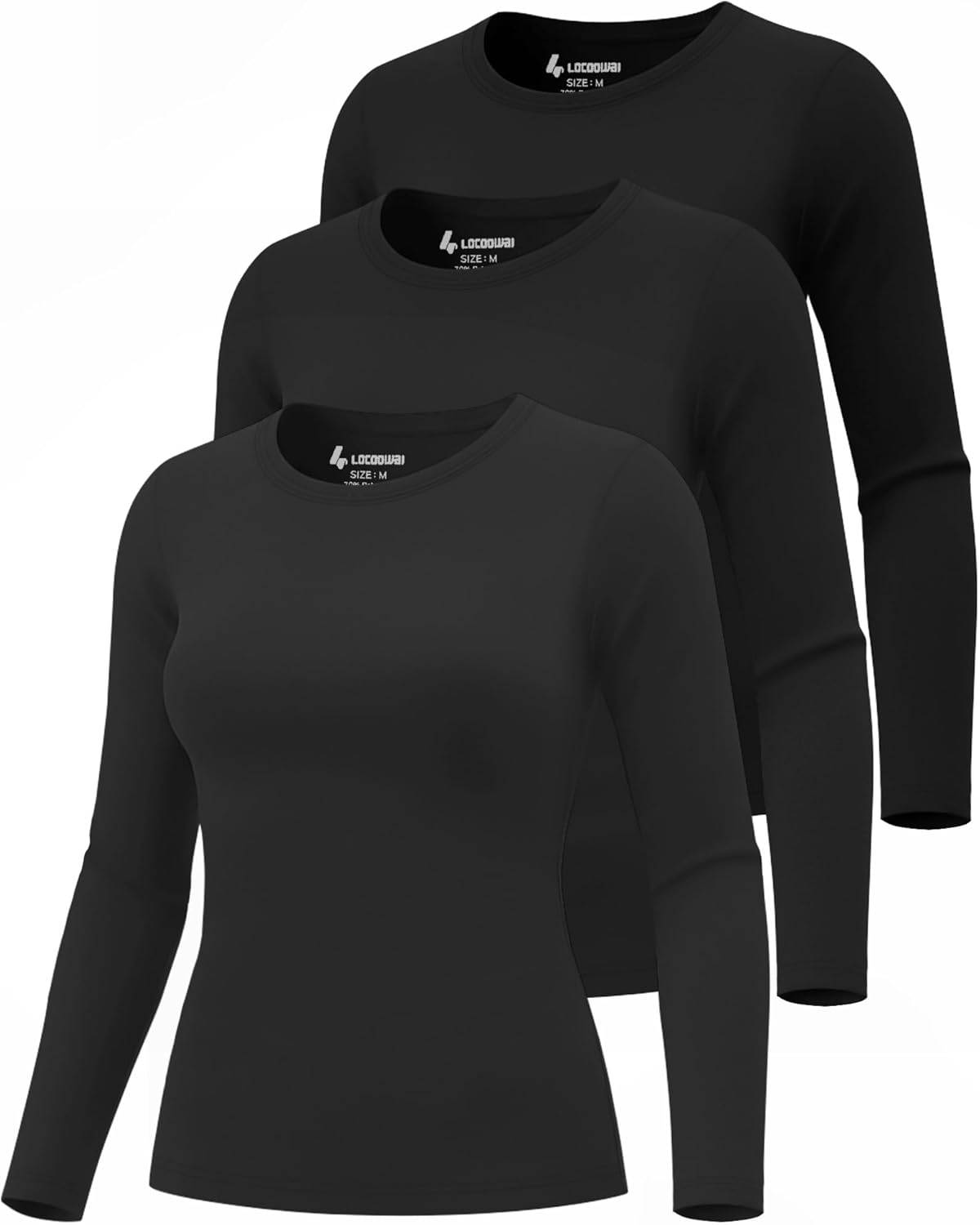 3 Pack Women's Underscrub Shirts Long Sleeve Thermal Scrub Undershirts Nurse Crew Neck Slim Fit Fleece Top Basic Tee - Image 3