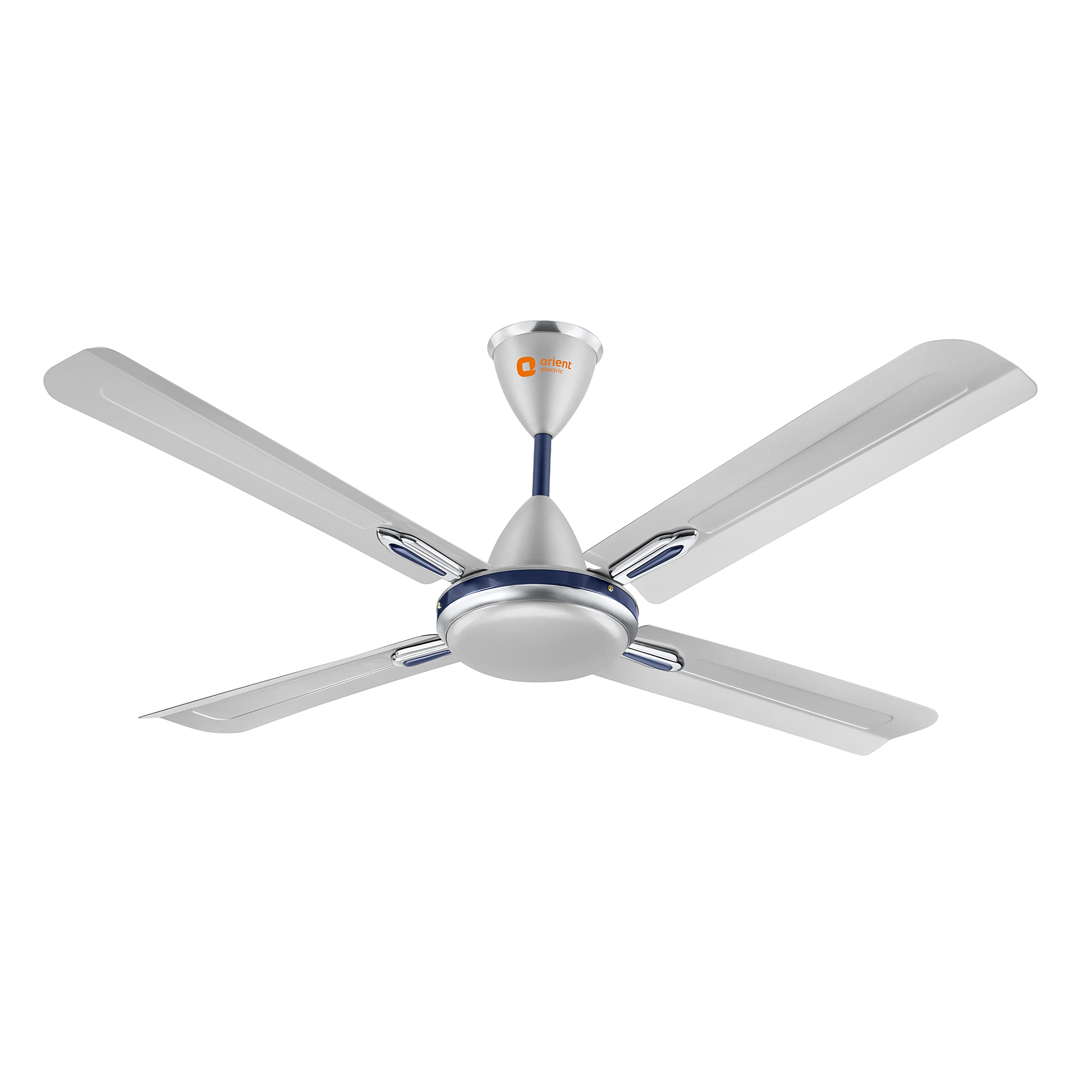 Orient Electric Quadro Ornamental 1200mm | 4 Blade, Premium BEE Star Rated Ceiling Fan (Quadro BEE rated, Silver Blue)