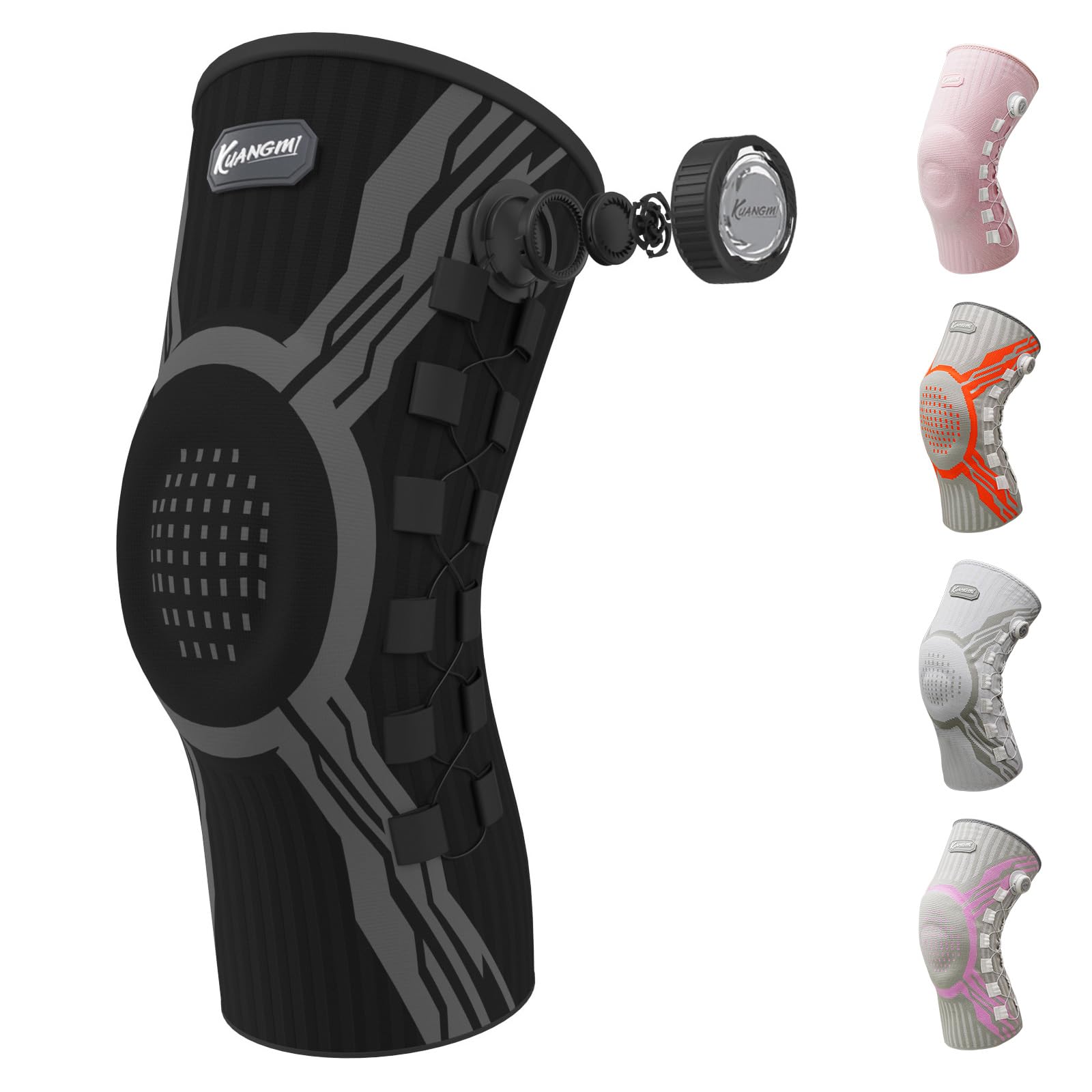 Kuangmi Rodillera con Rueda de Ajuste Giratorio - Alivio del Dolor, Soporte para Deportes (Running, Gimnasio), Rehabilitación y Uso Diario - Largo BLL