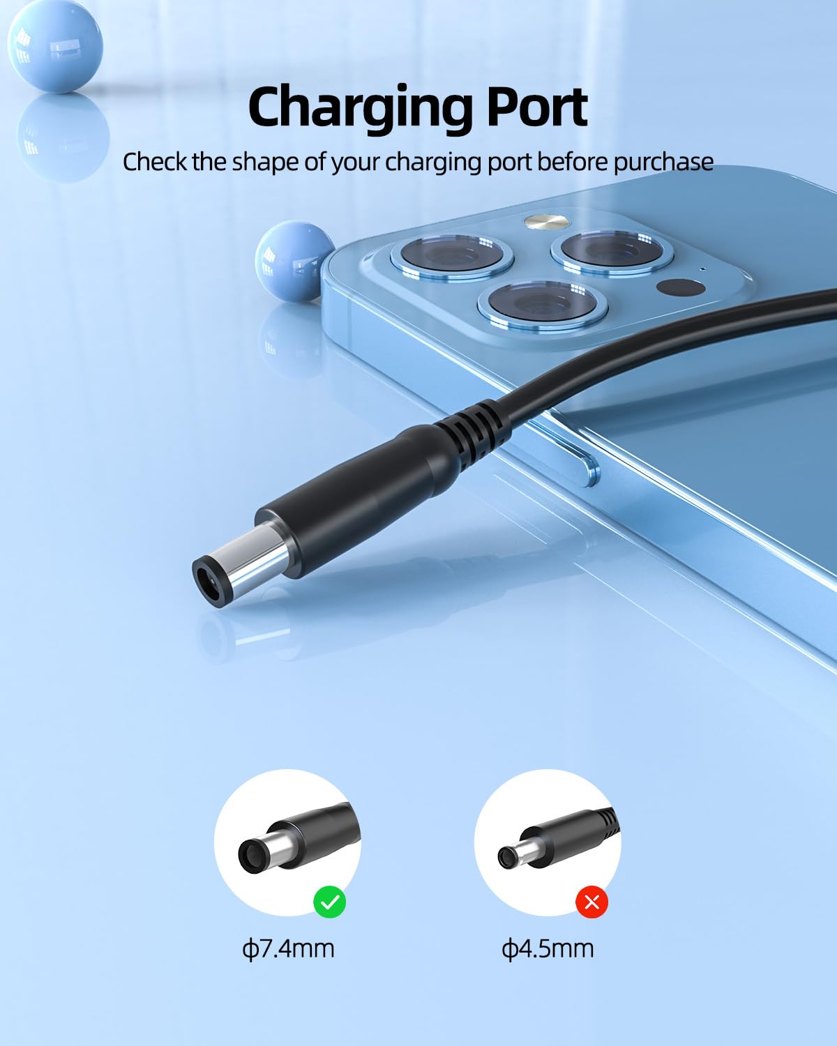 Used 65W AC Adapter For Dell Latitude 3190 2-in-1 7290 - Foto 9