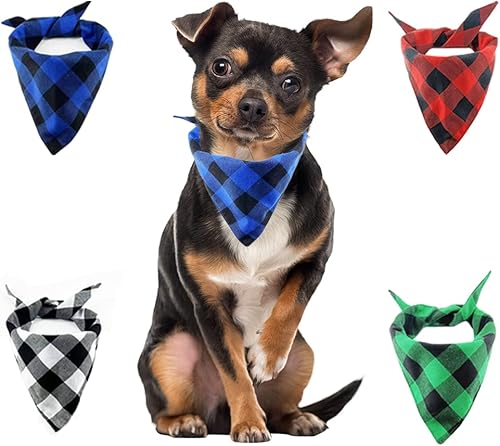 Leconpet Bandana de búfalo para perro, paquete de 4 bandanas lavables para perros, bufandas, bufandas, baberos triangulares, accesorios para perros