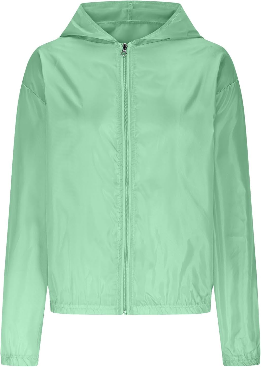 White Rain Jacket for Women Fashion Full Zip Solid Color Raincoats Lightweight Hooded Outdoor Sun Protection Jackets