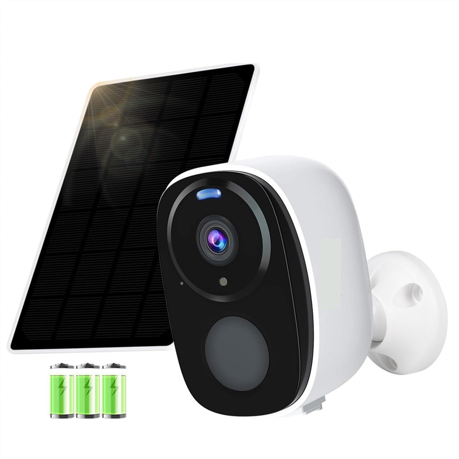 Telecamera Wifi Esterno, Telecamera di sicurezza solare UHD 2K 2.4 Rilevazione PIR esterna Faretto audio a 2 vie Telecamera con batteria ricaricabile for interni ,Sicurezza, Antifurto(Solar Cam Add 64