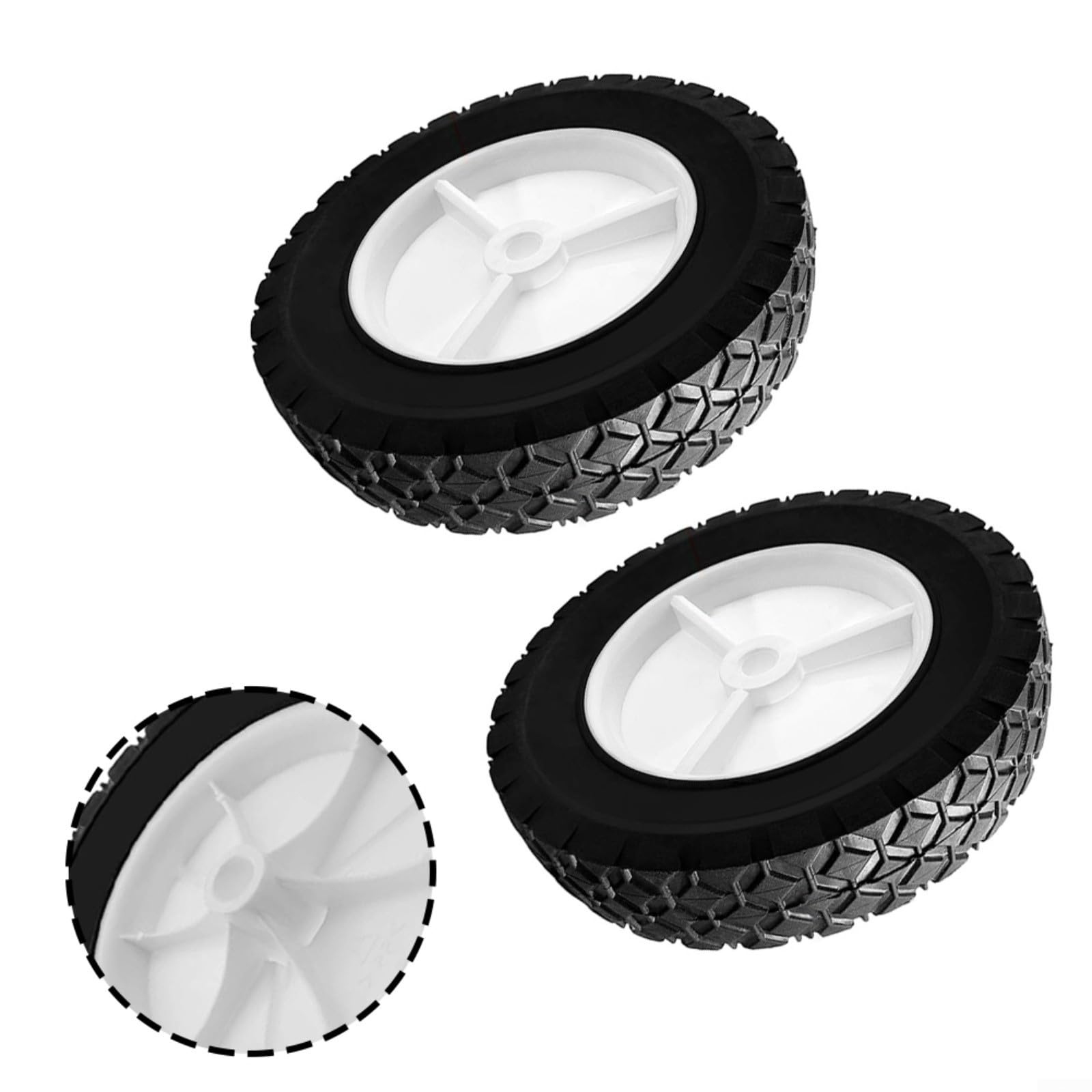 Confezione da 2 ruote di ricambio da 20,3 cm per artigiano per TROY-BILT per griglie WEBER, pneumatici in plastica in gomma per tosaerba, carrelli utility, attrezzature da giardino
