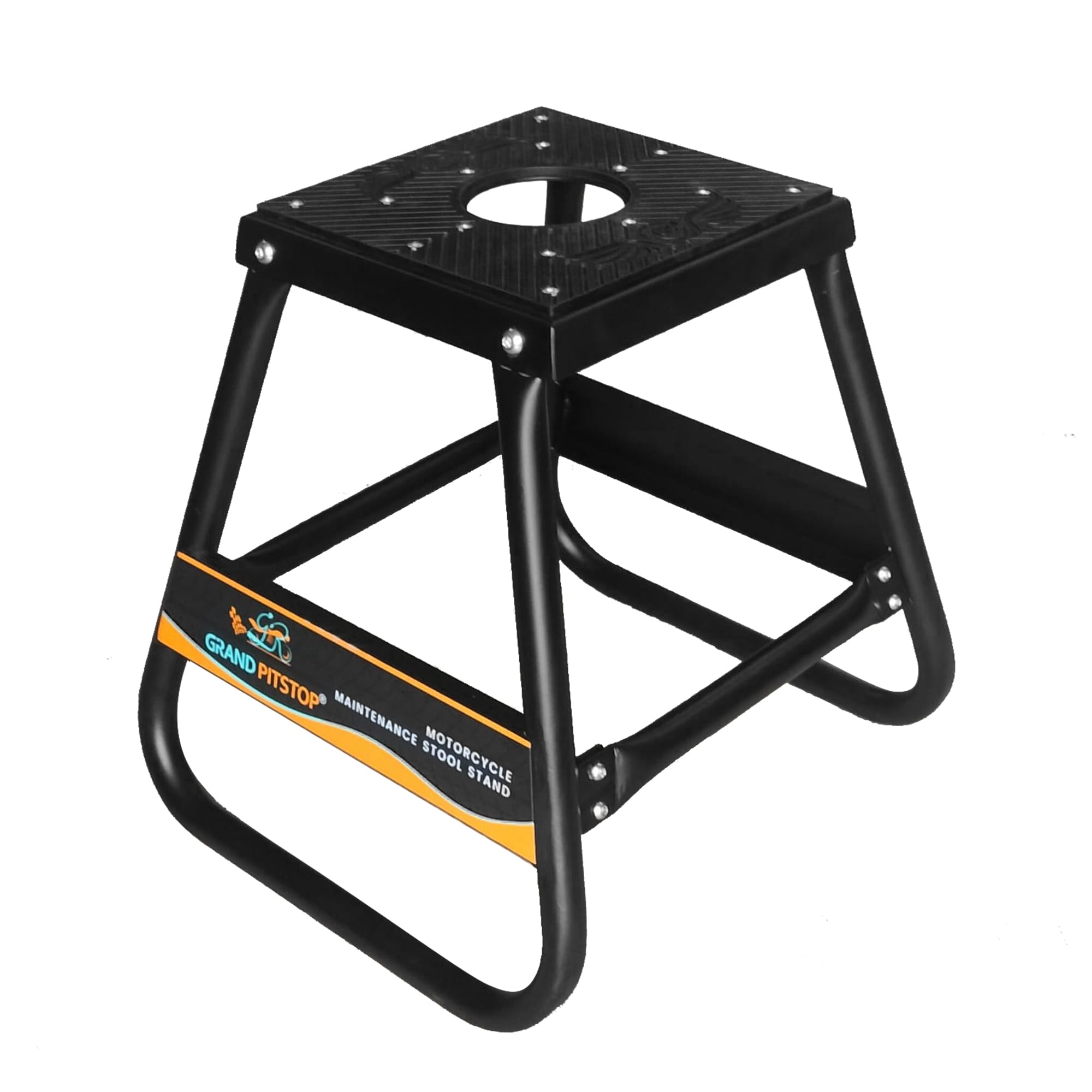 GRAND PITSTOP Motorcycle & Powersports Maintainence Stand Dirt Bike Stand,Universal Detachable Powder Coated non Slip Off Road Steel Heavy Duty Dirtbike Maintenance Motorcycle Box Stand (Black)