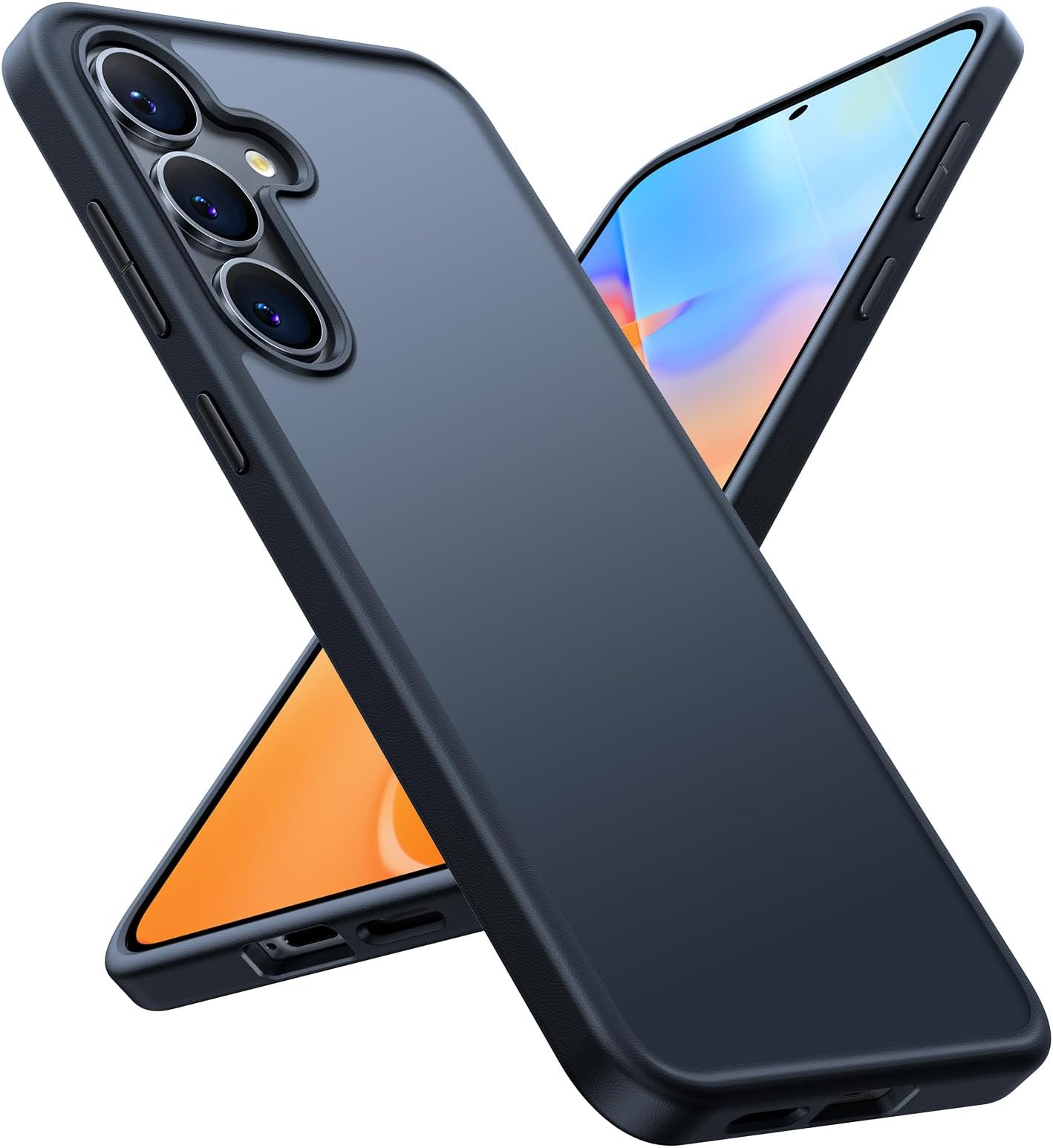 Shockproof for Samsung Galaxy S25 Case 6.2'',12FT Military Grade Drop Tested, Protective Hard Semi-Clear Matte Back & Soft Edge Slim Galaxy S25 Case Guardian Series, Black