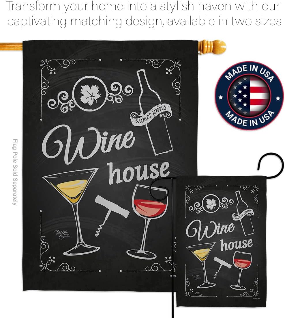 Breeze Decor Wine House Happy Hour & Drinks Everyday Wine Impressions Decorative Vertical Garden Flag, Multicolor, 13" x 18.5"
