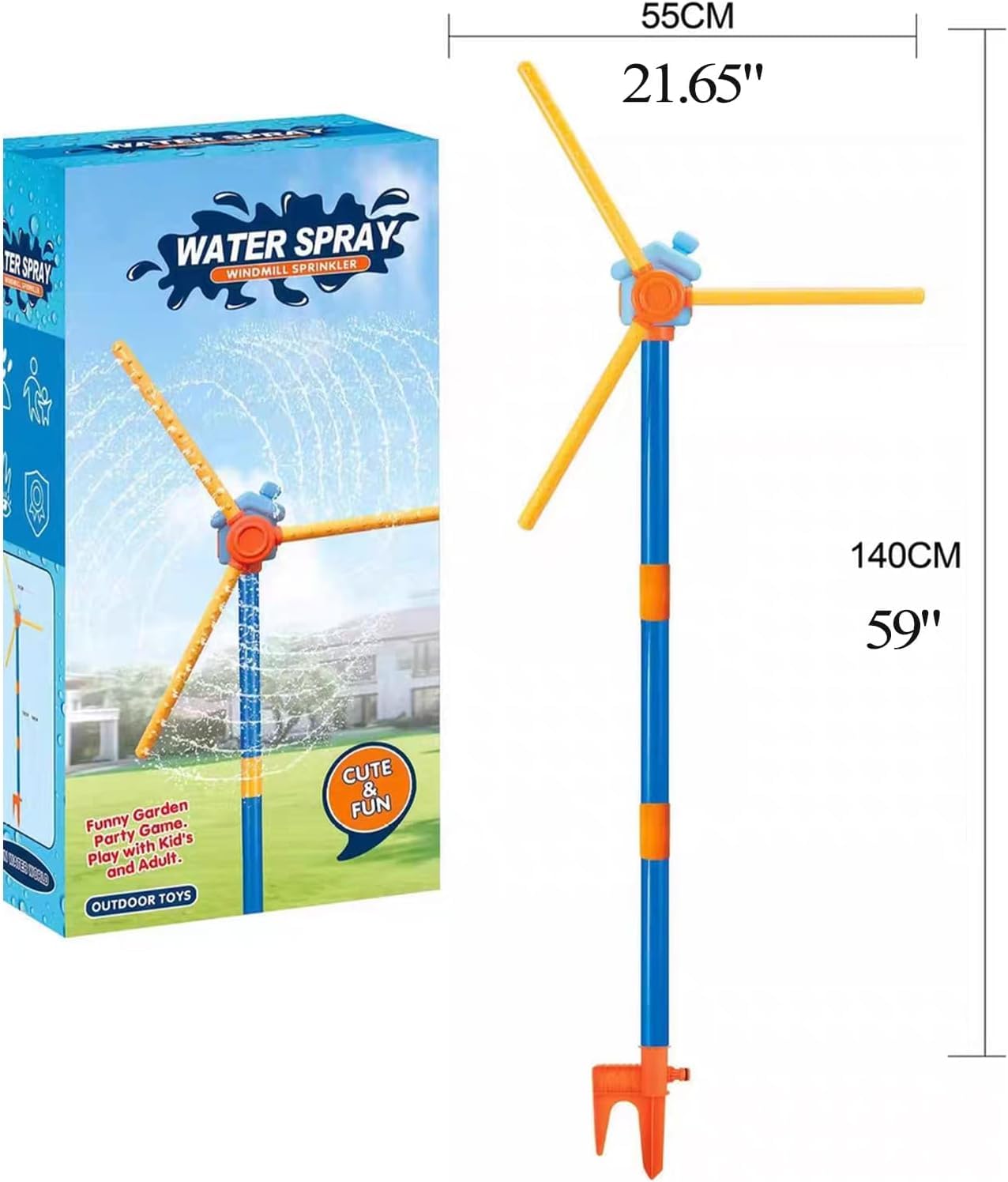 Upgraded Windmill Water Sprinkler for Kids, 360 Degree Spinning Splash Water Toys with 27 Nozzles, Outdoor Garden Toys for Boys, Girls and Dogs,Summer Backyard Lawn Play