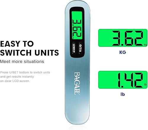 Miniatura 3 de BAGAIL Báscula digital de equipaje, báscula de equipaje colgante de 110 libras con pantalla LCD retroiluminada, báscula de pesaje portátil para